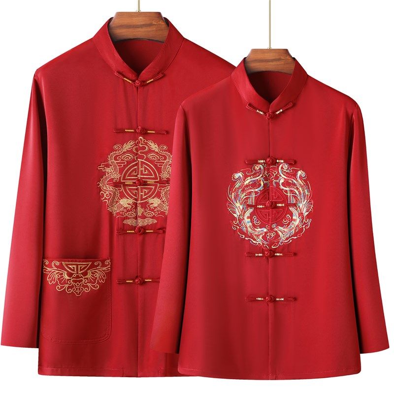 唐装男冰丝长袖薄款套装中国风爸爸妈妈生日夏装爷爷奶奶过寿汉服,淘宝优惠券,粉丝福利购,淘宝优惠卷