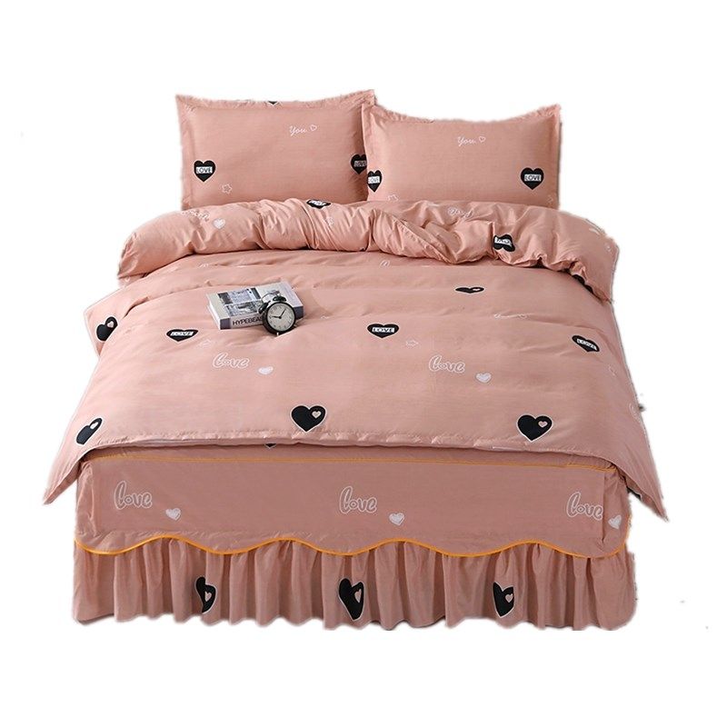 床裙式四件套1.5米1.8m床罩床笠款纯棉1.2米三件套防滑床单公主风,淘宝优惠券,粉丝福利购,淘宝优惠卷