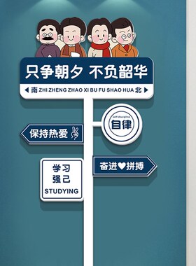 创意路牌励志标语中考班级装饰教室布置黑板上面挂画考