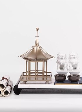 新国风舞狮装样板房间售楼处客厅茶室茶几装饰摆设