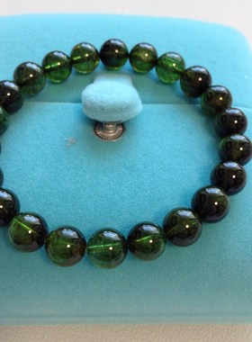 财富之石 高品质天然全绿碧玺手链 旺事业财运 一图一物 配