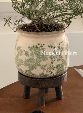 on Fuu绿植增高架小板凳高脚迷你实木置物盆架复古