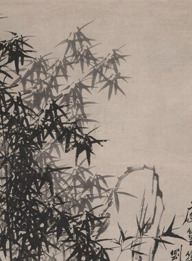 郑板桥竹子卷轴画书房客厅办公室装饰墨竹国画仿古画立轴竖版挂画