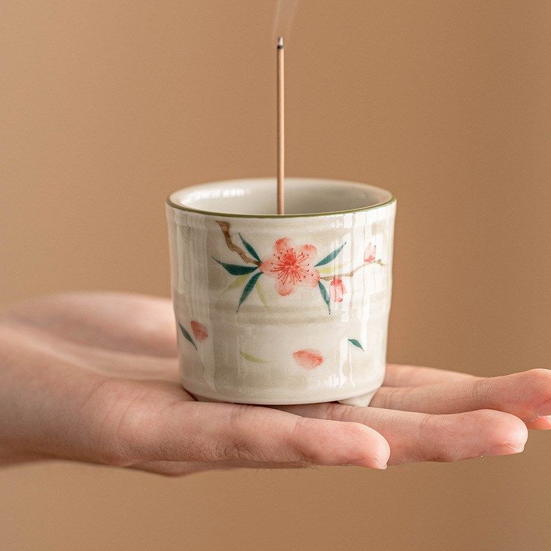 至檀世家桃朵朵纯手绘陶瓷香插 精致高级感家用线香底座,淘宝优惠券,粉丝福利购,淘宝优惠卷