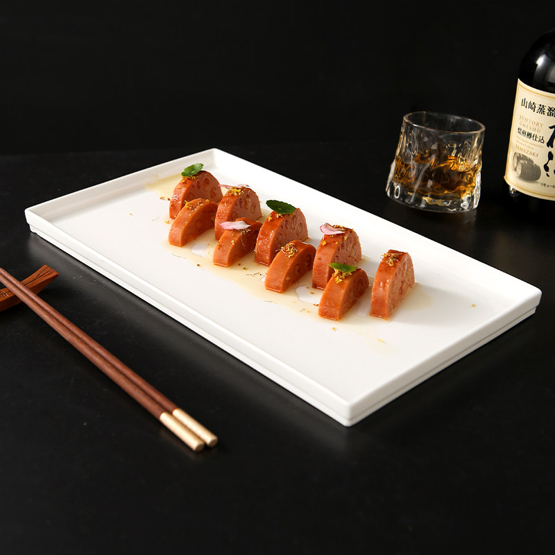 纯白色长方形陶瓷平盘酒店餐具特色陶瓷盘子餐厅商用盘子大号16寸,淘宝优惠券,粉丝福利购,淘宝优惠卷