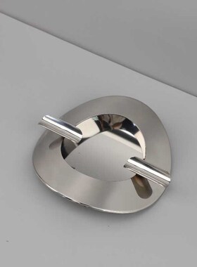 现代简约圆形不锈钢金属烟灰缸装饰摆件客厅卧室酒店软装家居饰品