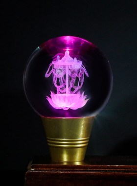 藏式八吉祥莲花灯佛供灯节能供佛电烛台圆球水晶莲花灯 8盏一排