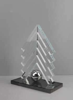 现代简约几何三角水晶摆件客厅卧室玄关酒店样板房软装家居装饰品