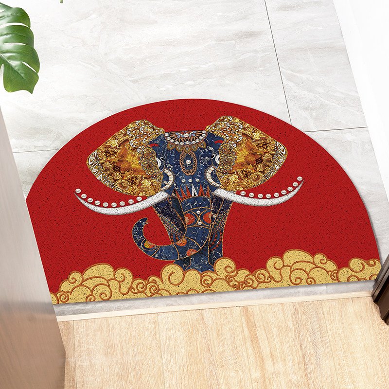 起贝红色大象吉祥如意进门地垫半圆丝圈地毯入户门口玄关脚垫门垫,淘宝优惠券,粉丝福利购,淘宝优惠卷