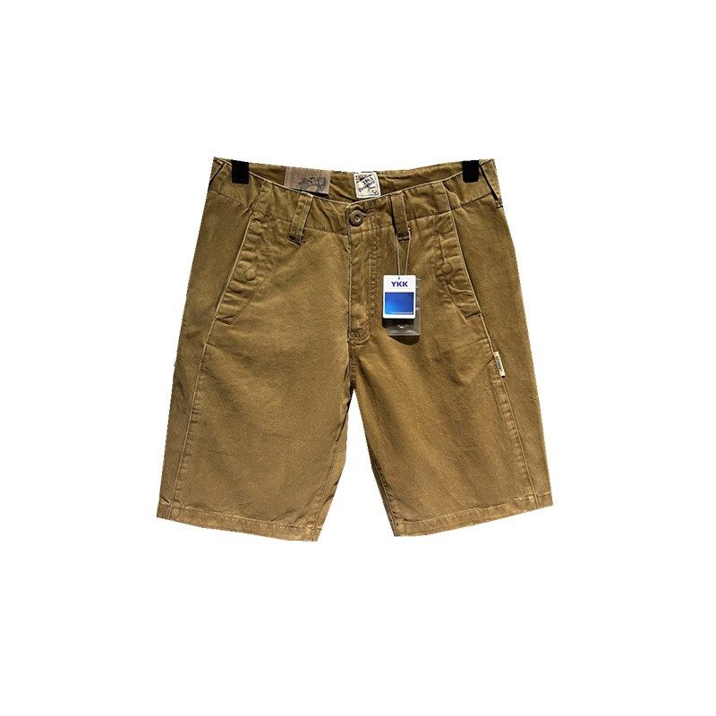美式高端潮牌夏季牛仔短裤男百搭潮流宽松五分裤驼色马裤休闲中裤,淘宝优惠券,粉丝福利购,淘宝优惠卷