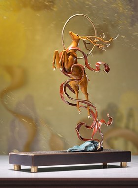 朱炳仁铜 鹿王乾坤 鹿酒柜装饰品客厅办公桌面家居乔迁礼品