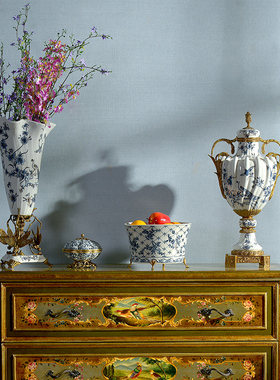 欧式陶瓷镶铜奖杯装饰坛高档古典奢华家居软装别墅样板工艺品摆件