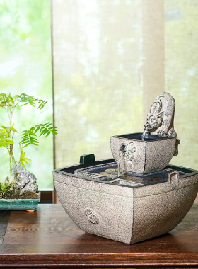 汉韵堂招财流水摆件客厅书房茶室流水器循环水中国风创意喷泉水景