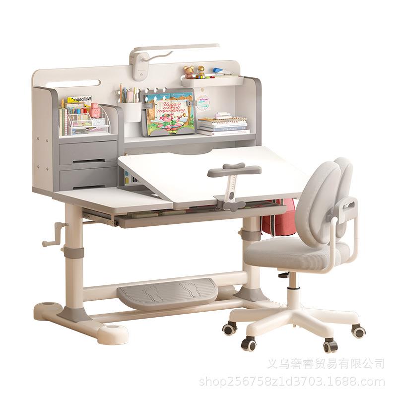 Children's study table 2025 new desk primary school student home desk and chair combination set liftable homework desk and chair
