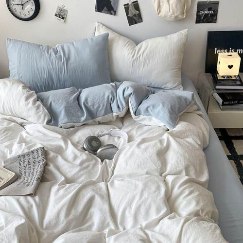 a类超柔软水洗棉被套床单四件套纯色学生床上三件套四季A类母婴级 - 图1