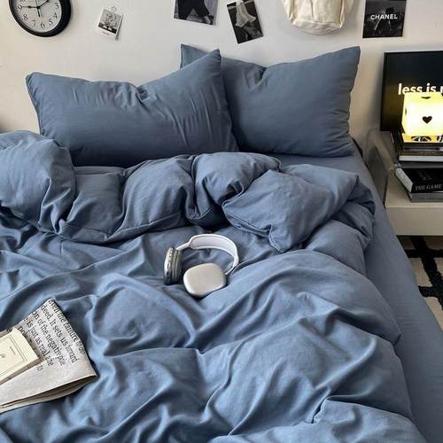 a类超柔软水洗棉被套床单四件套纯色学生床上三件套四季A类母婴级 - 图2
