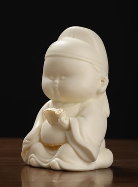 东方泥土小文昌持书陶瓷装饰品摆件办公室桌面开业乔迁高档送礼品