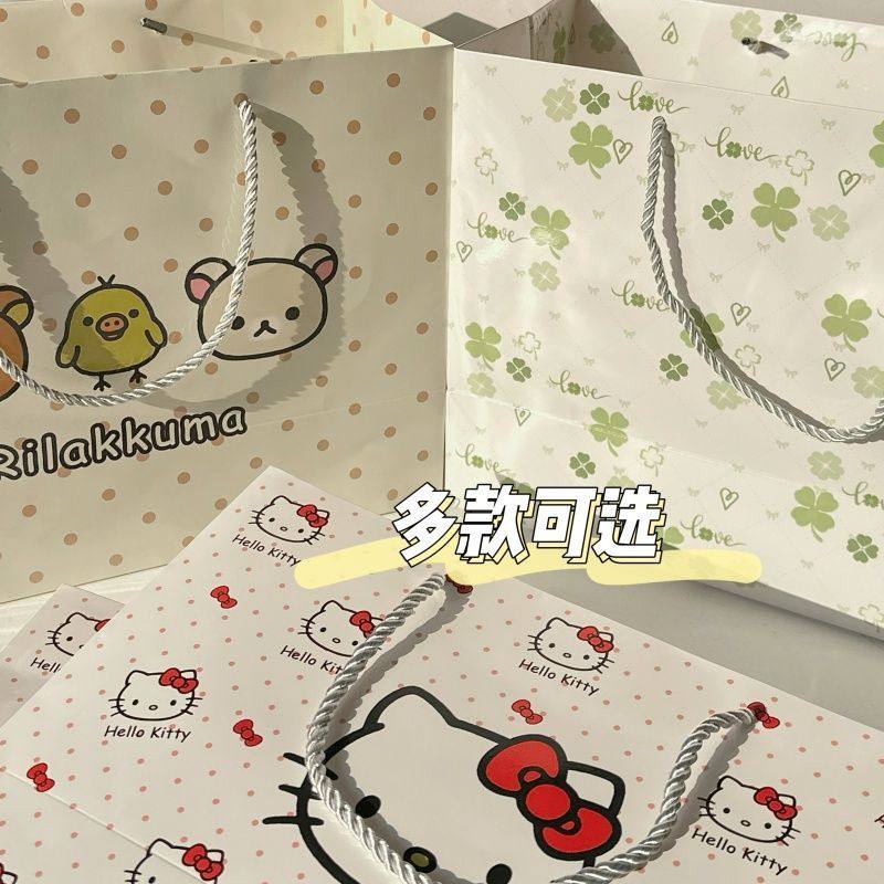 新款卡通礼品袋diy长方形加厚包装袋ins风高颜值手提袋大容量纸袋,淘宝优惠券,粉丝福利购,淘宝优惠卷