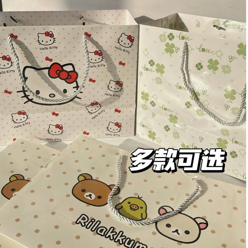 新款卡通礼品袋diy长方形加厚包装袋ins风高颜值手提袋大容量纸袋,淘宝优惠券,粉丝福利购,淘宝优惠卷