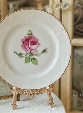 vintage1890年法国盘子支架展示架书架画架复刻版玫瑰金色