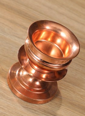 双层红铜高脚供水碗藏式家用一体式光面供水杯圣水杯净水贡杯摆件