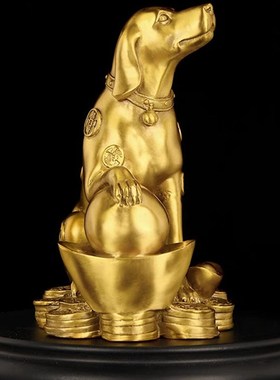 铜狗摆件十二生肖狗元宝狗家居客厅办公室店铺礼品装饰工艺品