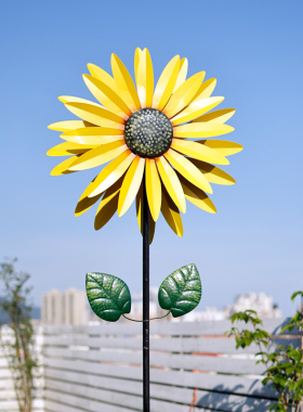 向日葵大风车摆件铁艺户外花园装饰旋转庭院民宿别墅露台创意景观