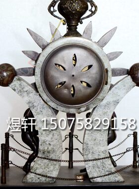 欧式古典理石铜铸钟|机械仿古西洋壁炉装设|创意家居装饰样板间