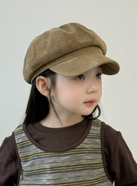 女童帽子秋季贝雷帽2026新款儿童复古八角帽洋气女孩报童帽宝宝