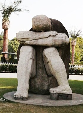 定制大型花岗岩雕塑铸铜抽象人物摆件校园景观广场工艺术品装饰