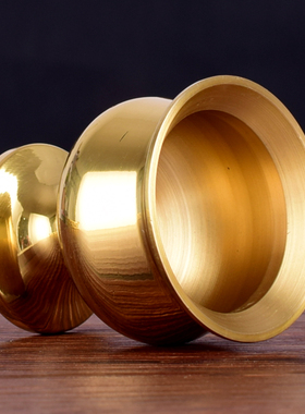 佛具铜供杯纯铜高脚光身家用拜神供奉佛前财神茶杯酒杯圣水净水杯