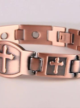 热销红铜手链十字架复古时尚十字架磁性男款健康饰品高级设计感