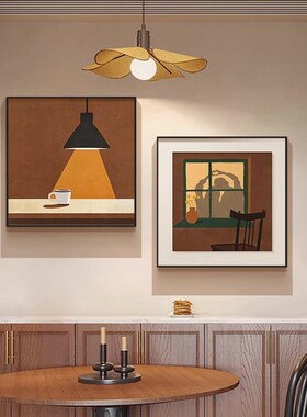 中古风餐厅墙面装饰画美拉德卧室壁画小众艺术餐桌挂画高级感