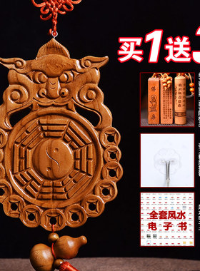 桃木兽头八卦镜葫芦m挂件木雕化卫生间厕所对大门对门卧室门污口