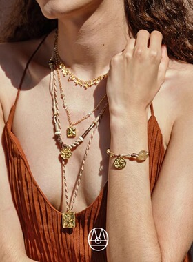 印痕编绳象牙果项链蓝晶石手绳可调节百搭锁骨链