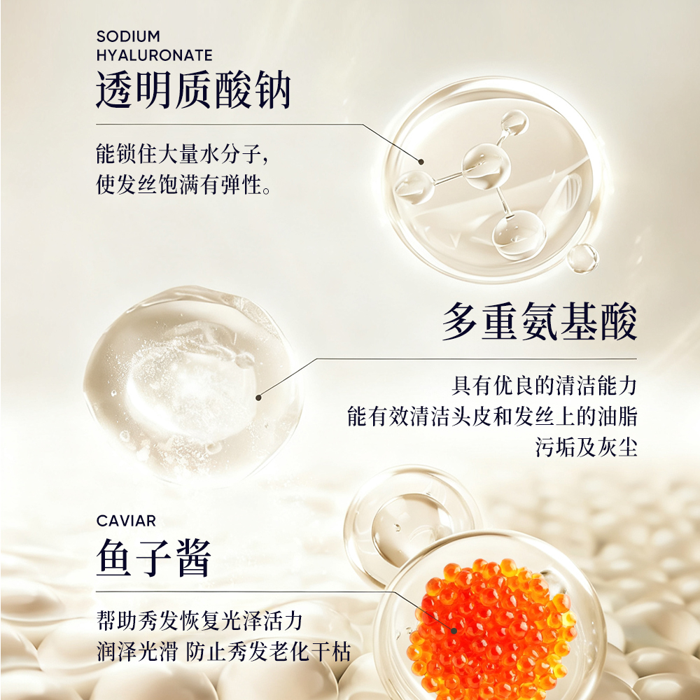 鱼子酱盈润奢护温和清洁控留香持久氨基酸洗沐