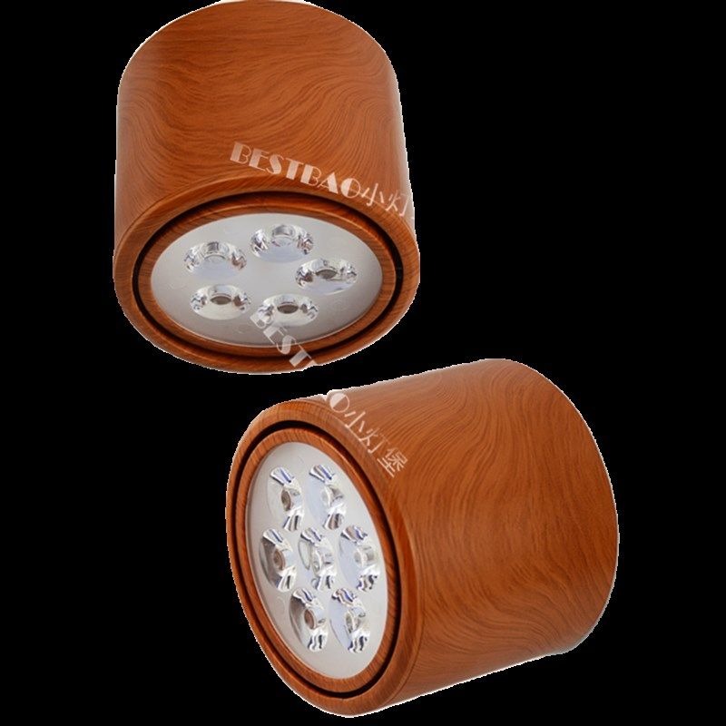 新中式明装可调角度led射灯免开孔桶灯背景墙小山丘木胡桃色顶灯,淘宝优惠券,粉丝福利购,淘宝优惠卷