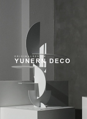 简约现代金属抽象几何摆件酒店玄关售楼处展厅样板房间软装饰品