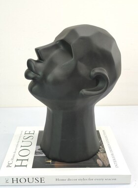 现代简约黑白色树脂人物吹泡泡抽象雕塑摆件样板间家居装饰品摆设