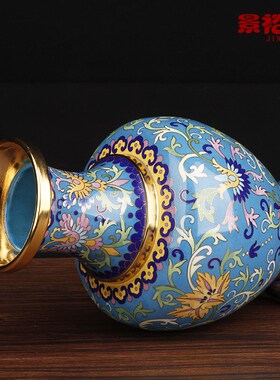 10寸景泰蓝花瓶摆件铜胎掐丝家居客厅装饰品外事出国老外结婚礼品