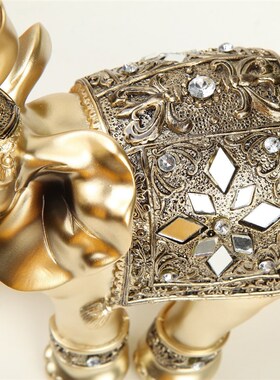 欧式大象摆件树脂工艺品金色创意家G居装饰品办公室客厅动物摆设