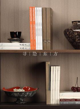 新中式样板间样品屋展示中心书柜苔藓创意陶瓷花器彷真水果组合书