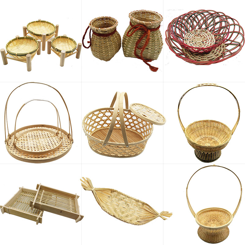 家用竹编制品篮竹编制品创意装饰家居零食水果点心盘圆形簸箕托盘,淘宝优惠券,粉丝福利购,淘宝优惠卷