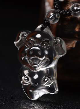 天然黄水晶十二生肖吊坠女款项链男属猪本命年虎马兔蛇鸡猴龙挂件