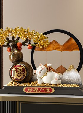 柿柿如意葫芦招财猫流沙画摆y件客厅电视柜办公室乔迁新居开业礼