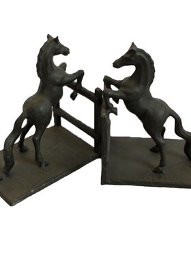 欧式铸铁跨栏马书l挡家居复古桌面摆件书立简约书房装饰书靠办公