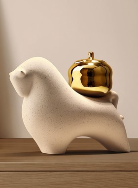 贝汉美创意牛摆件高级感小众家居客厅装饰电视柜办公室陶瓷工艺品