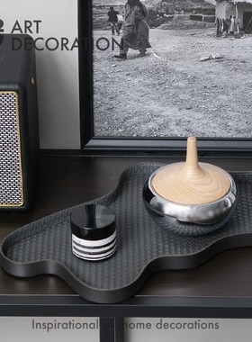 现代极简轻奢橡木盖不锈钢干果糖B果罐样板房软装桌面茶几饰品摆