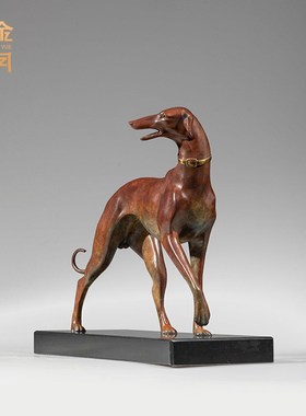 《茹黄犬》铜金岁月十骏犬黄铜狗摆件新中式工艺品办公室桌面装饰