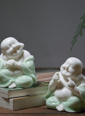 汽车载摆件陶瓷保平安观音如来地藏弥勒佛像家用供奉中式室内饰品